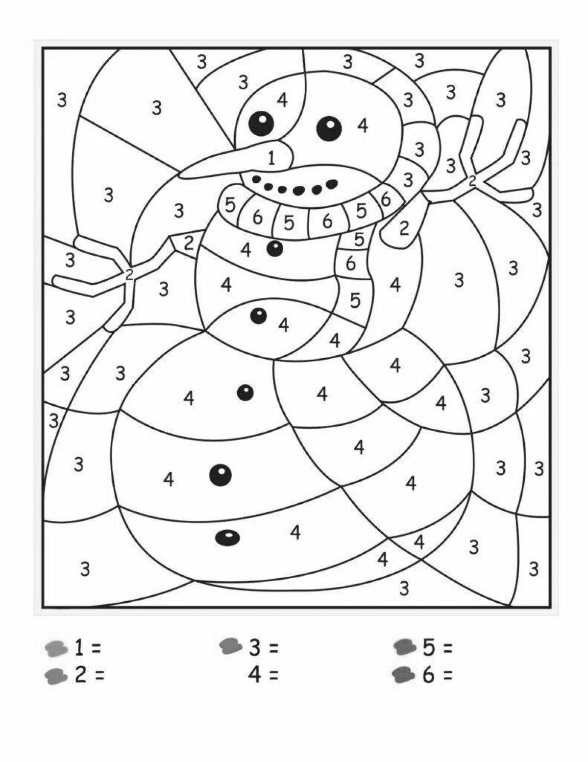Attractive Christmas tree coloring by numbers