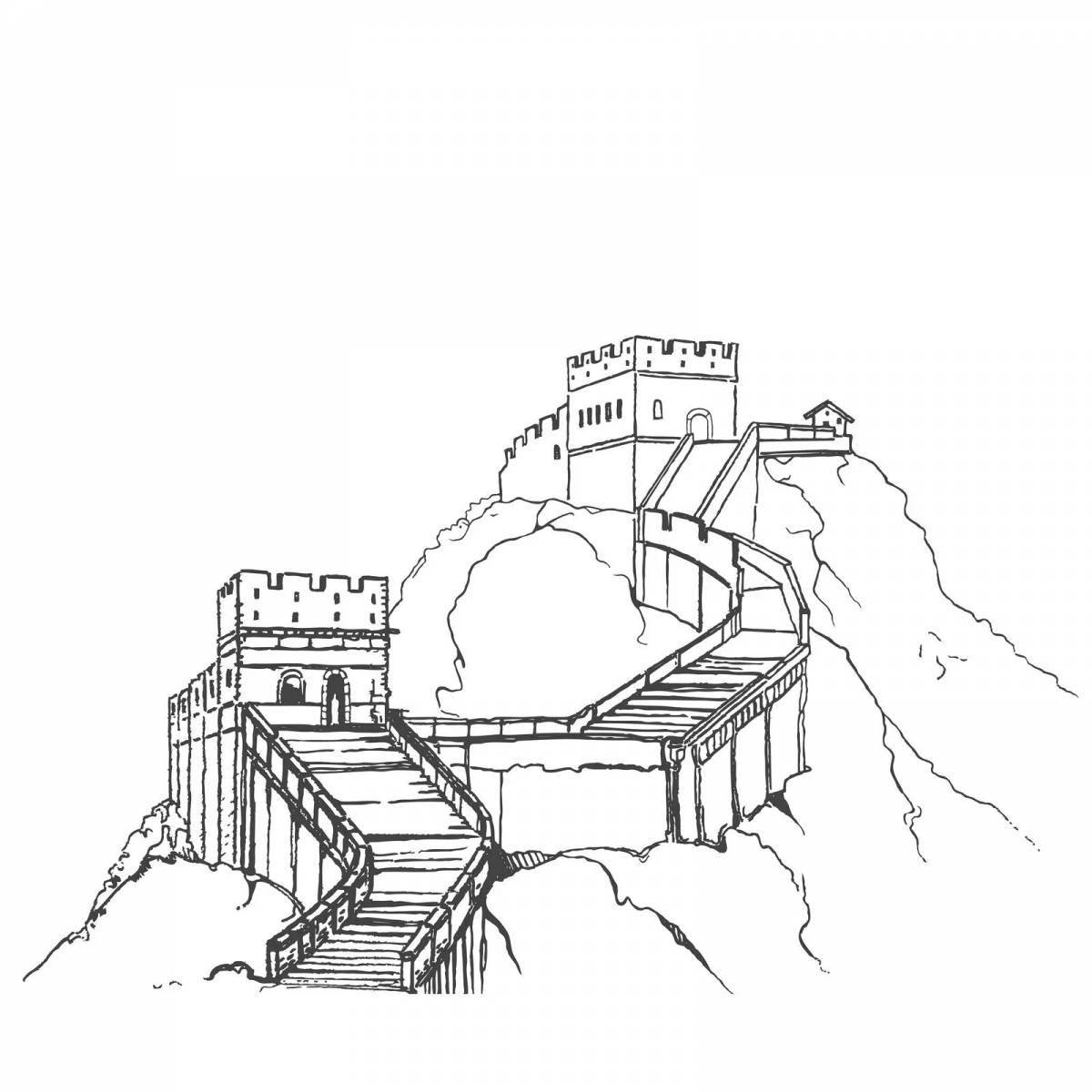 Impressive great wall of china coloring book