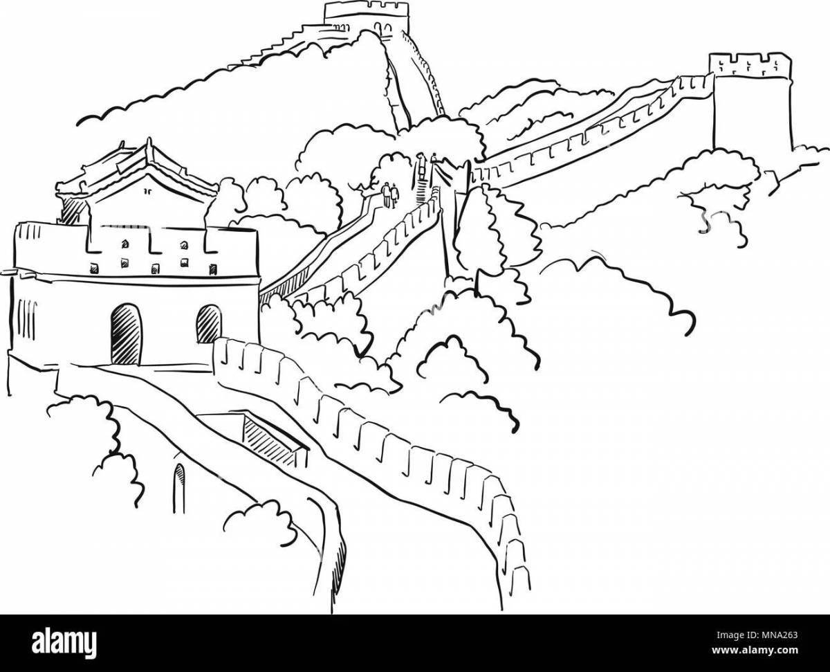 Great wall of china amazing coloring page