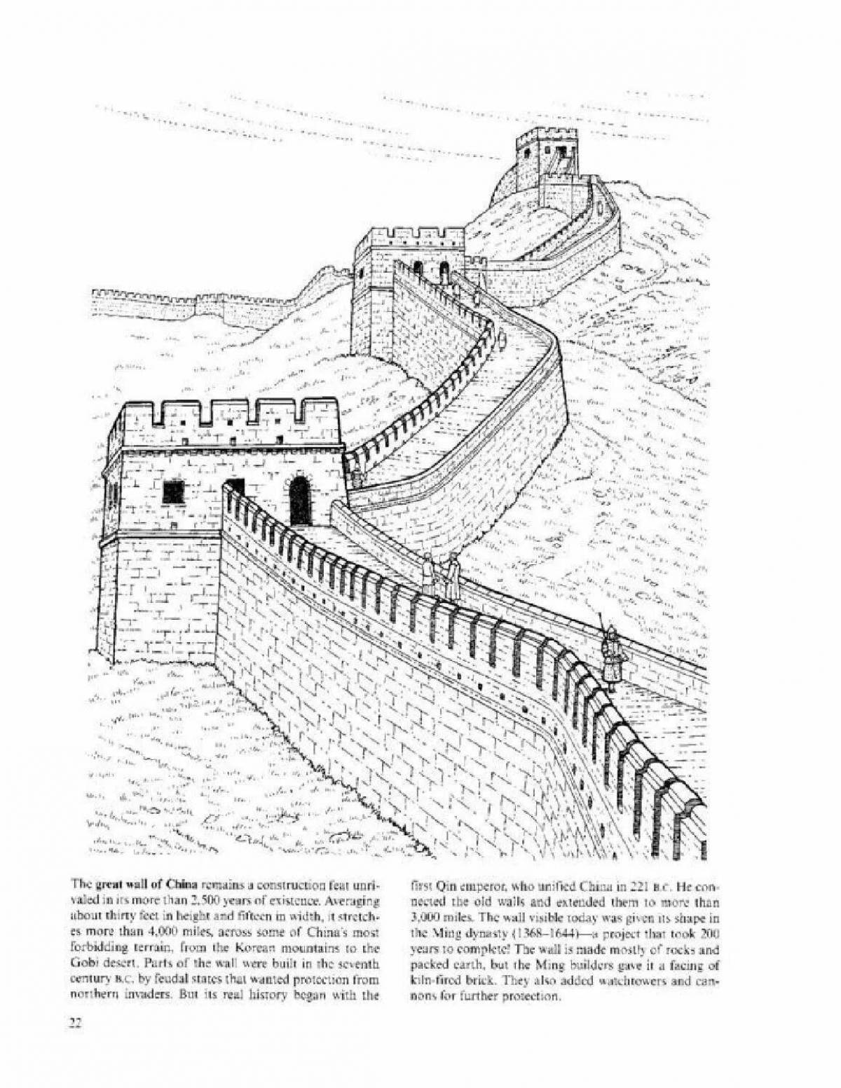 Coloring book incredible great wall of china