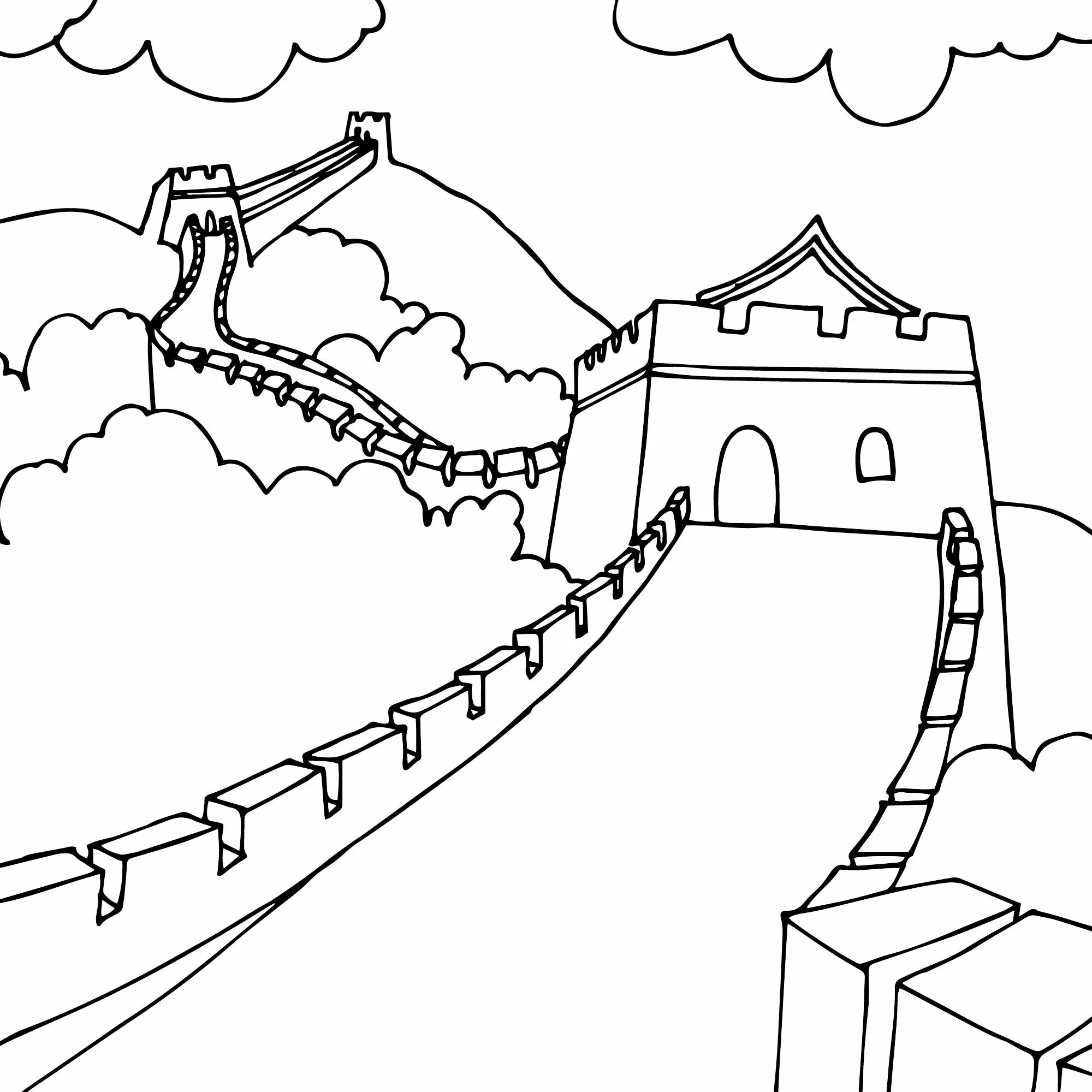 Великая китайская стена карандашом