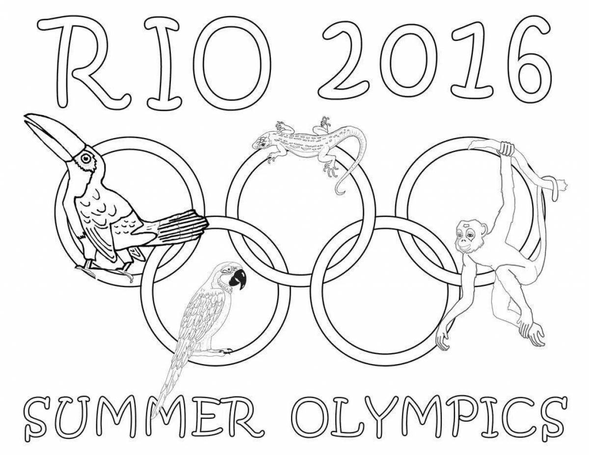 Раскраска веселые олимпийские кольца