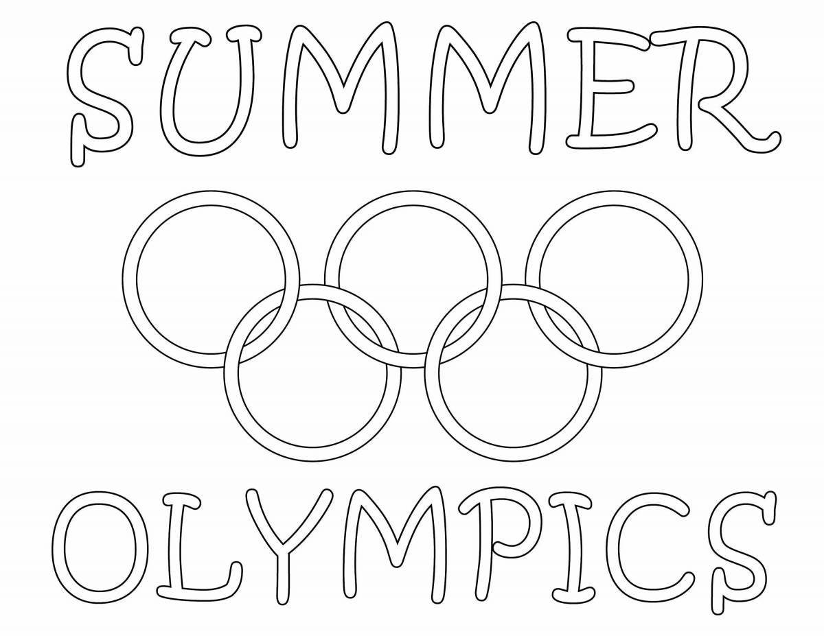 Glittering olympic rings coloring page