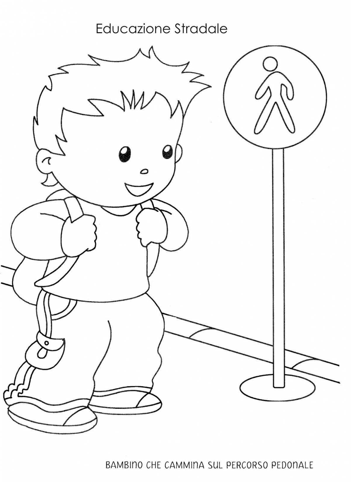Pedestrian bright coloring page