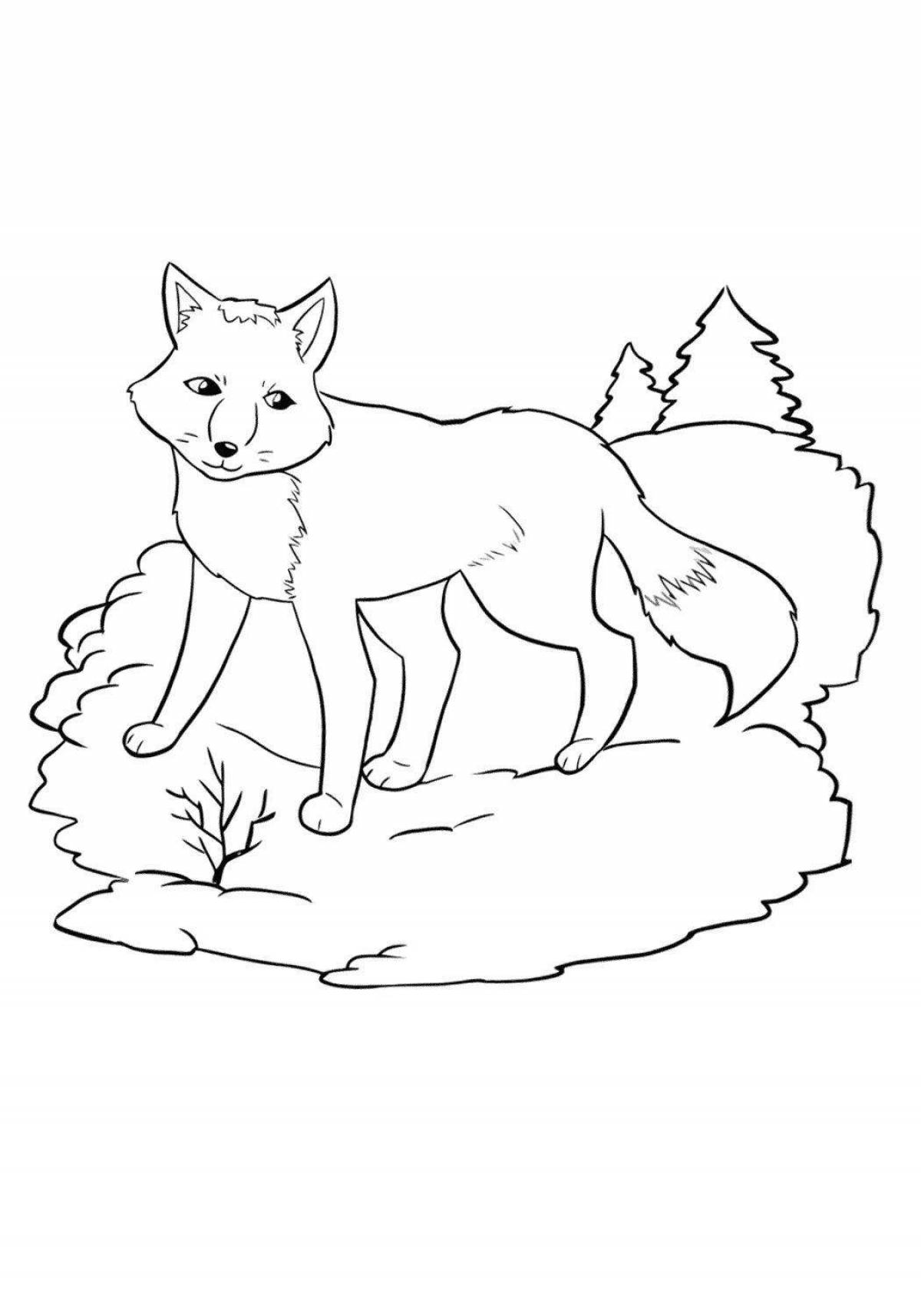Naughty coloring fox in the forest