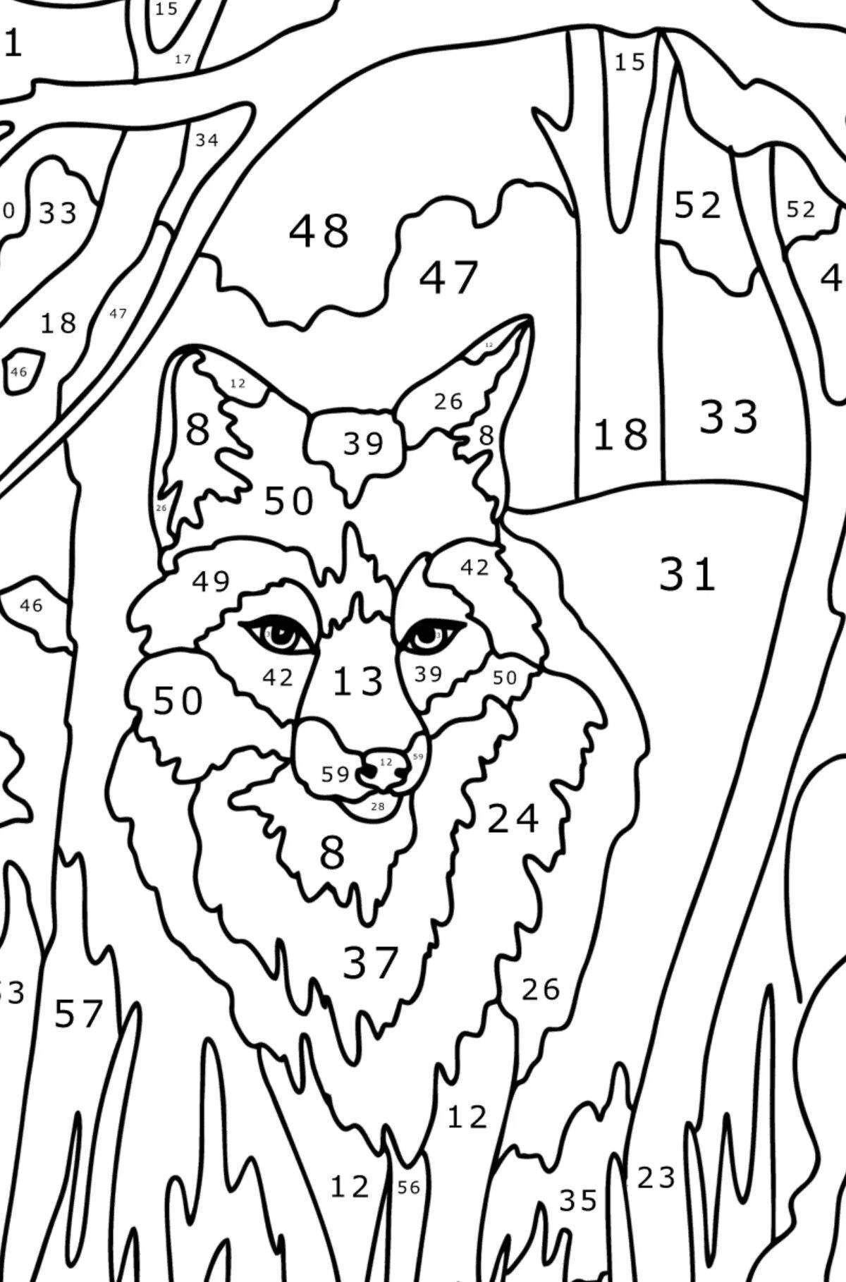 Coloring fox in the forest