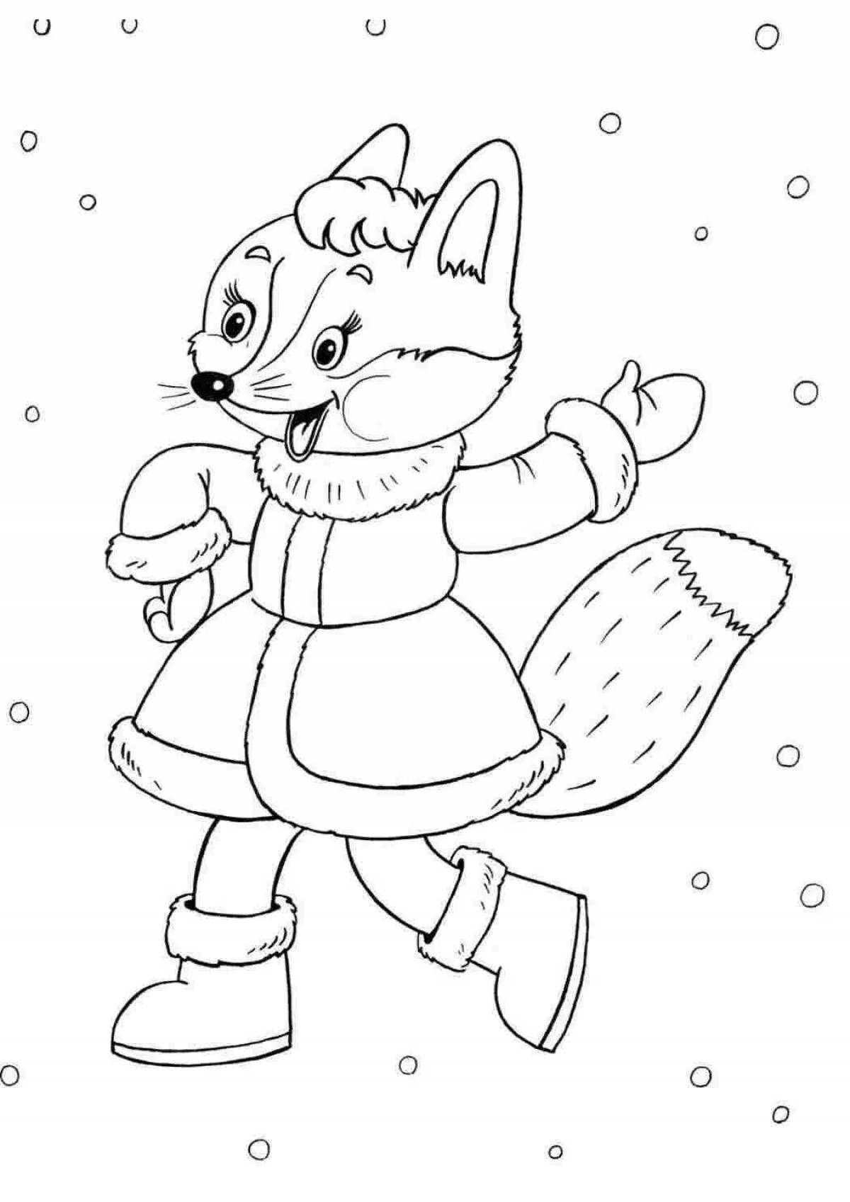 Agile coloring page fox in the forest