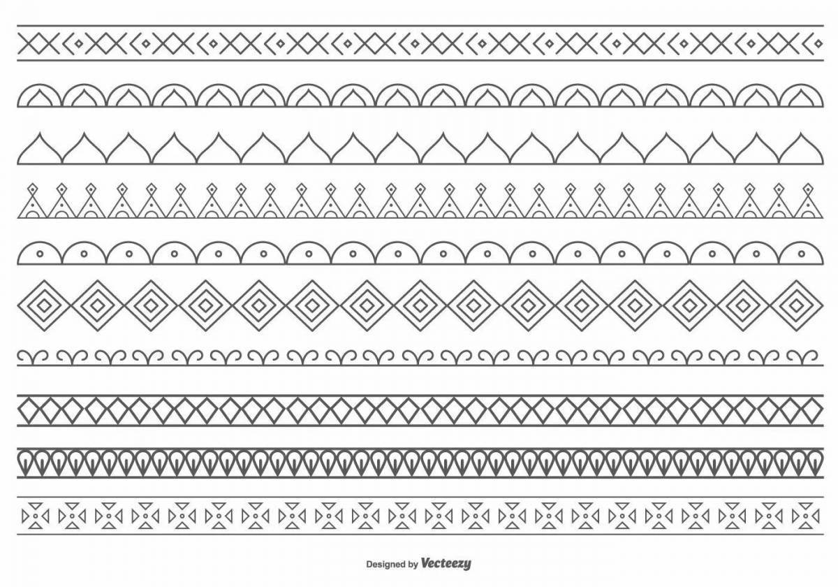 Glowing striped ornament coloring page