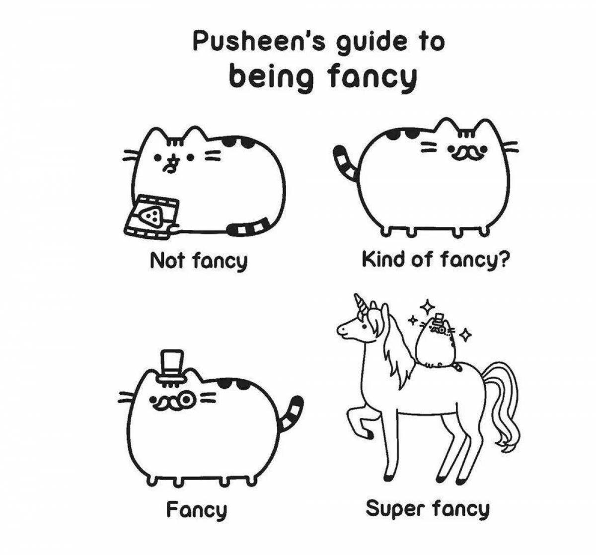 Adorable Pusheen Cat Coloring Page