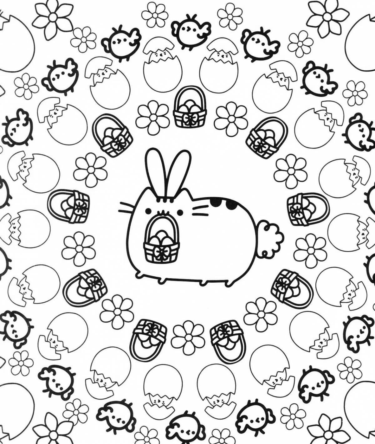 Coloring page cute pusheen cat