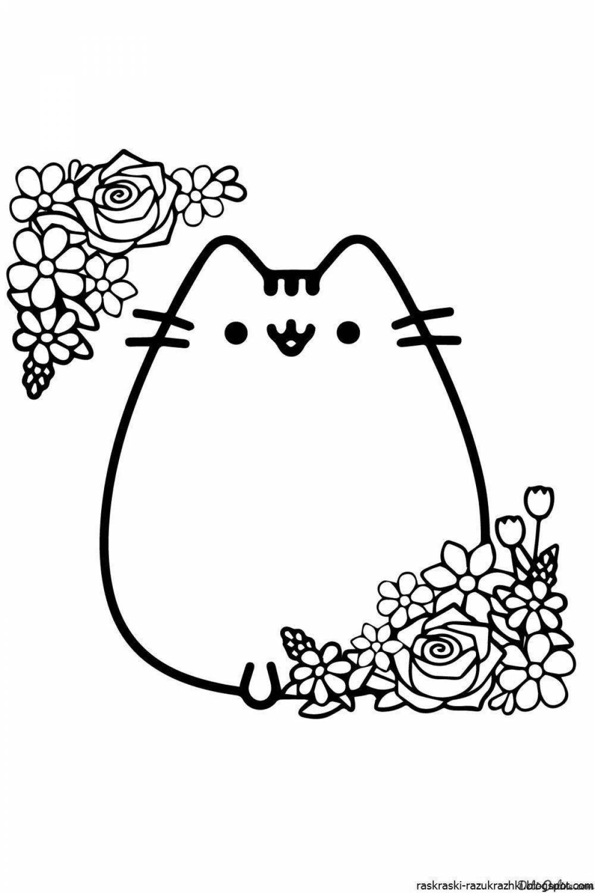 Раскраска очаровательная кошка пушин
