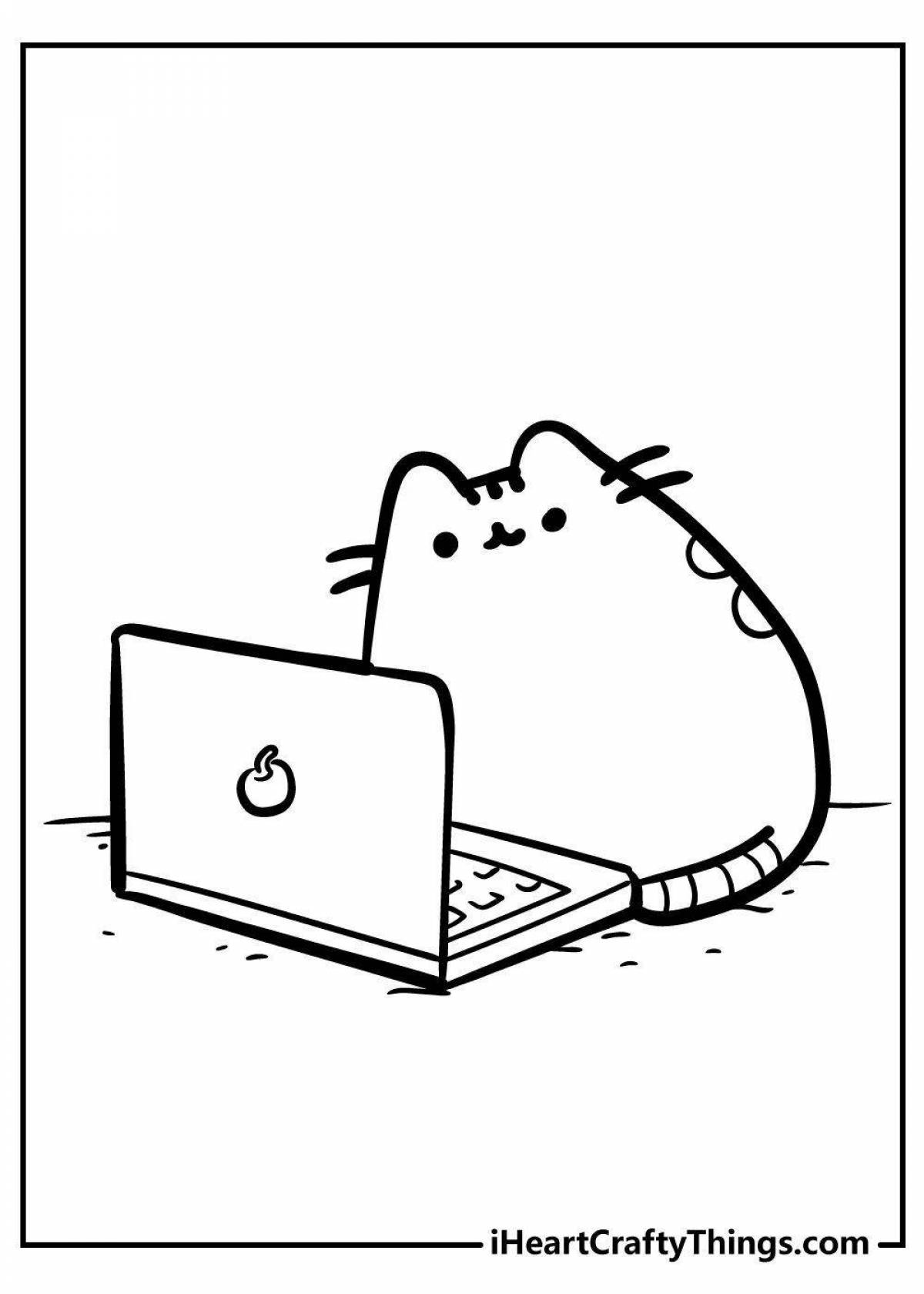 Coloring book animated pusheen cat