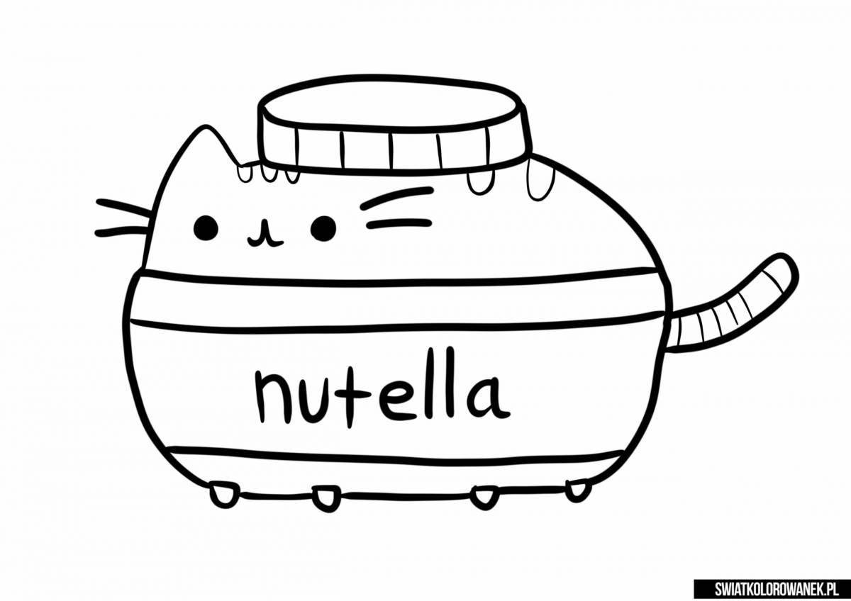 Cozy pusheen cat coloring page