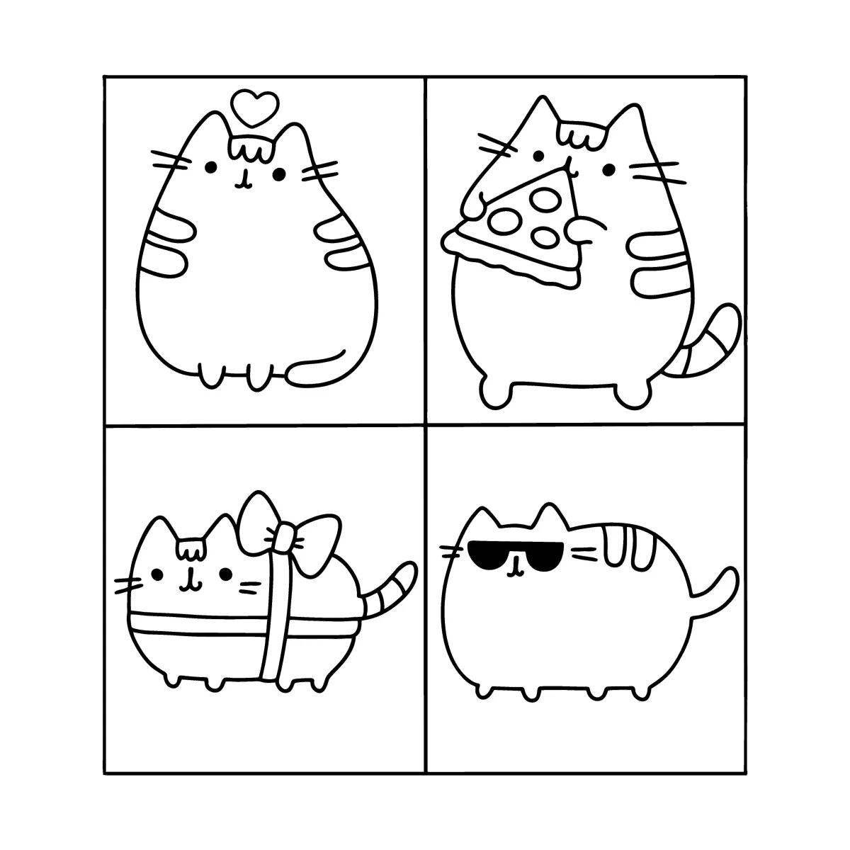 Snug pusheen cat coloring page