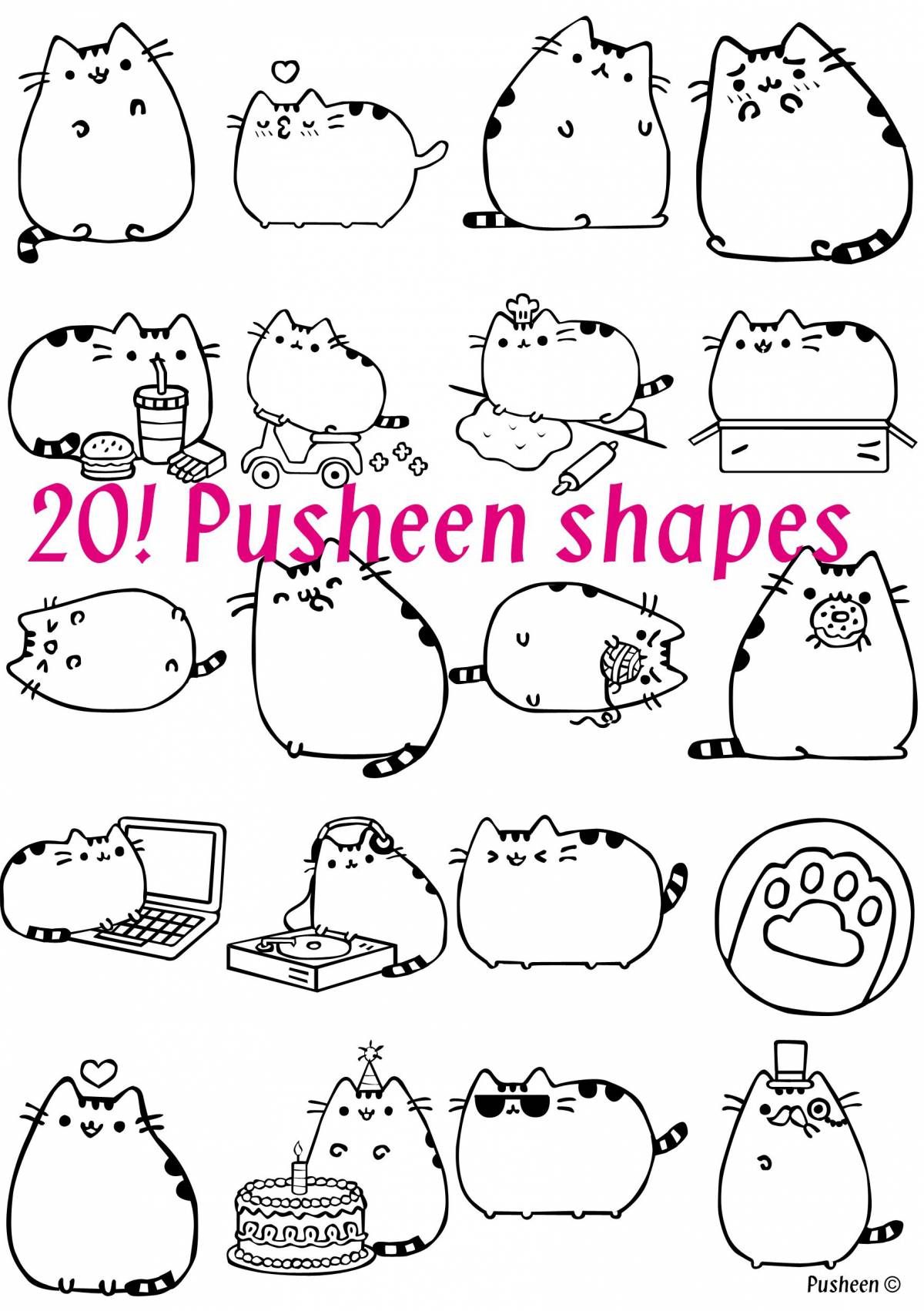 Photo Coloring page wiggle pusheen cat
