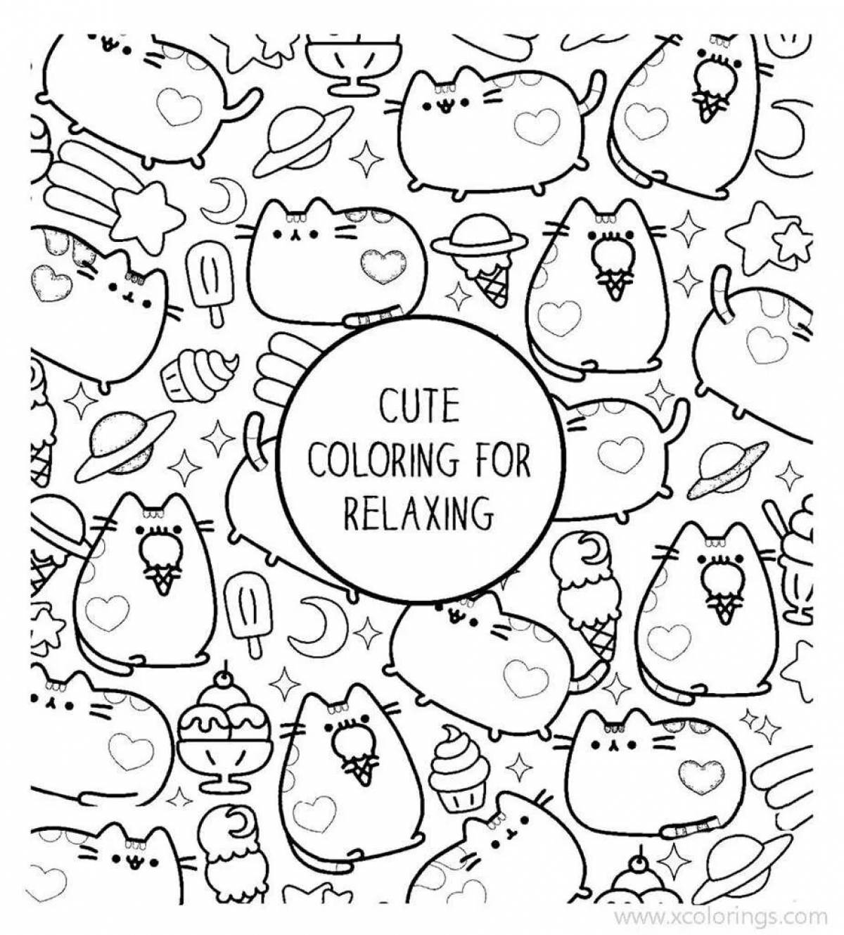 Photo Silly pusheen cat coloring page