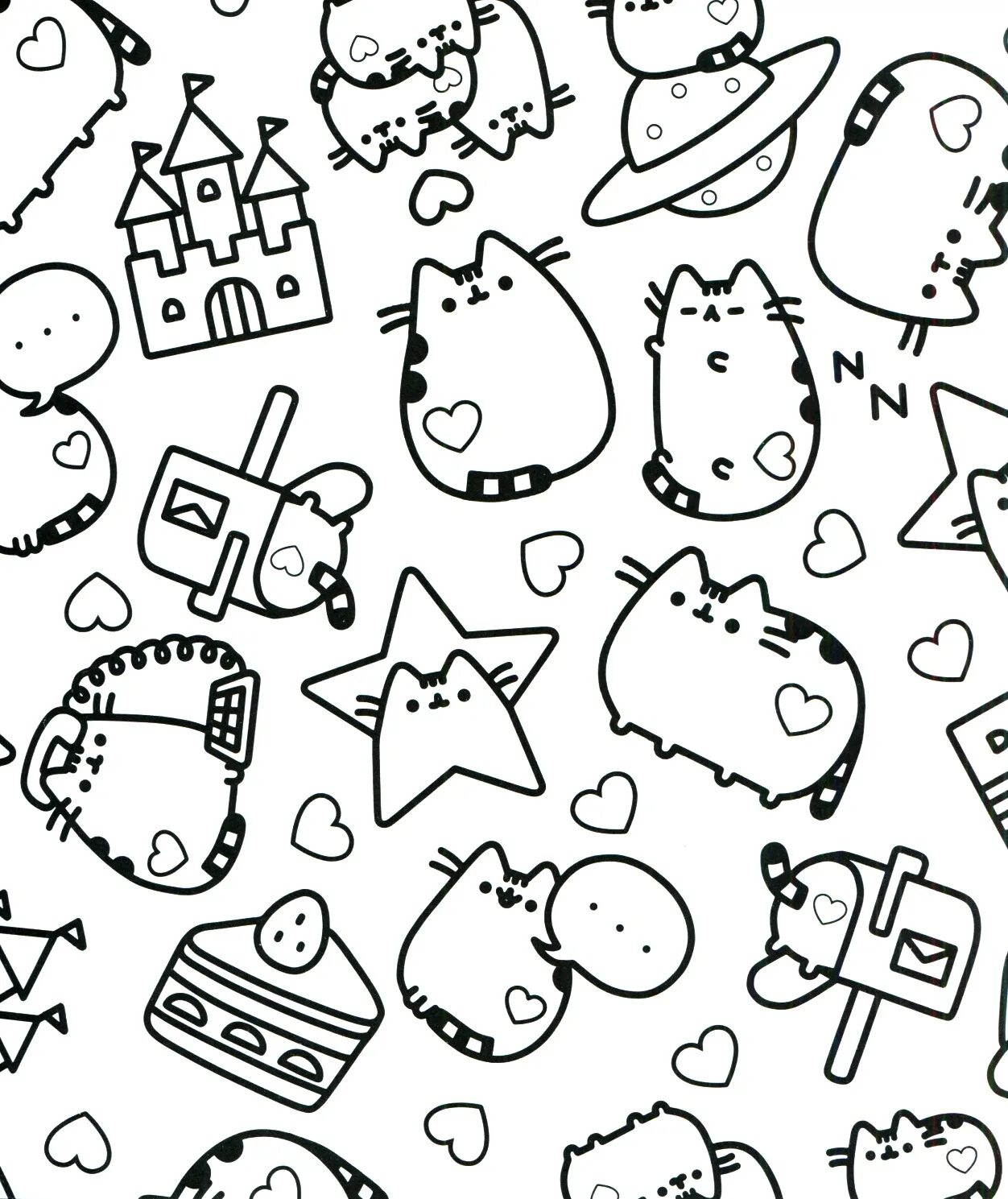 Photo Playable pusheen cat coloring page