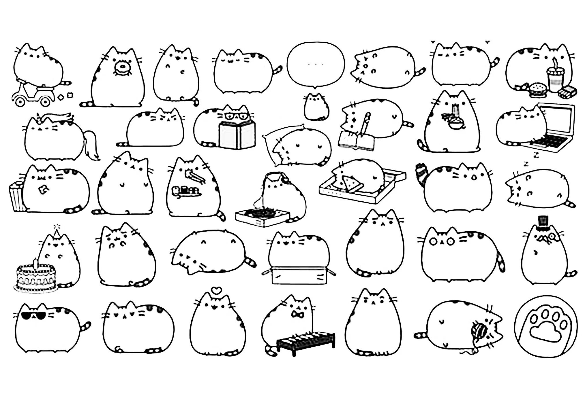 Witty pusheen cat coloring page