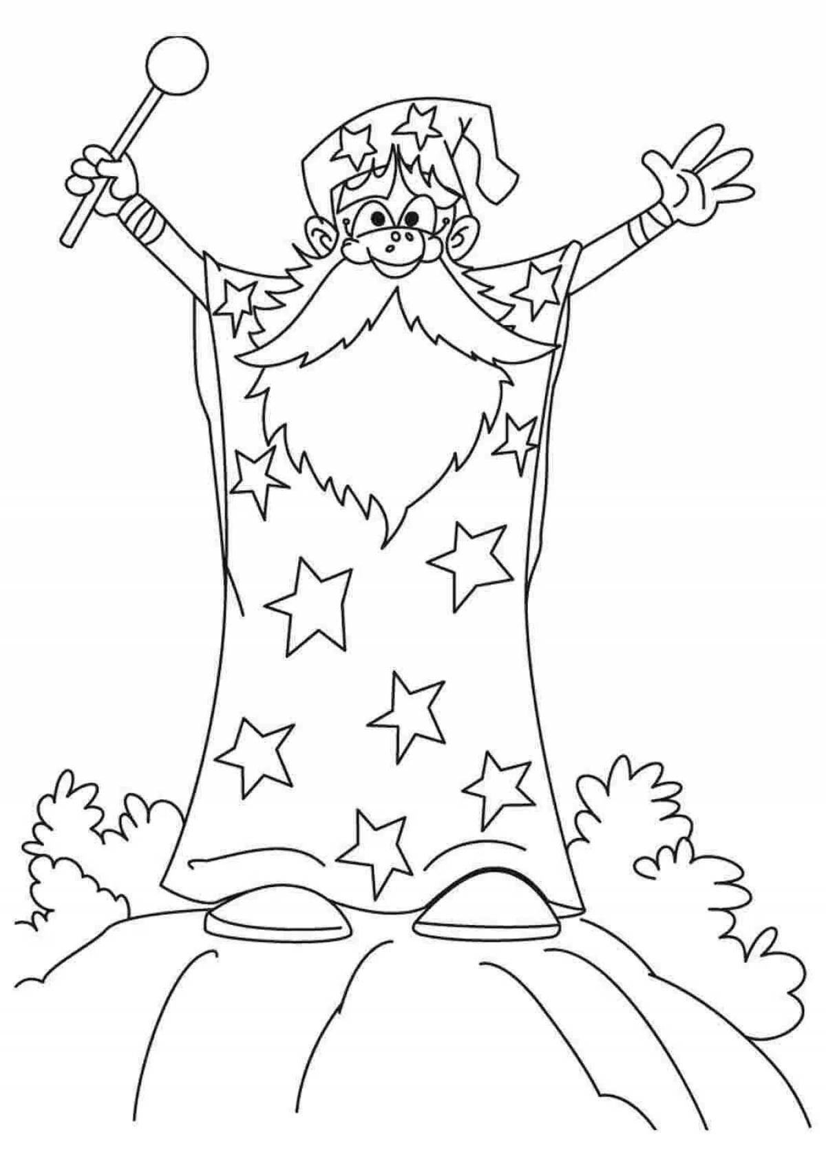 Merry wizard coloring for children