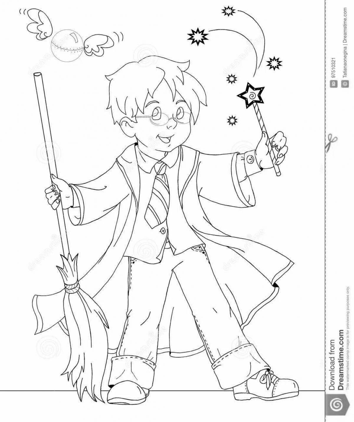Charming magician coloring page for kids