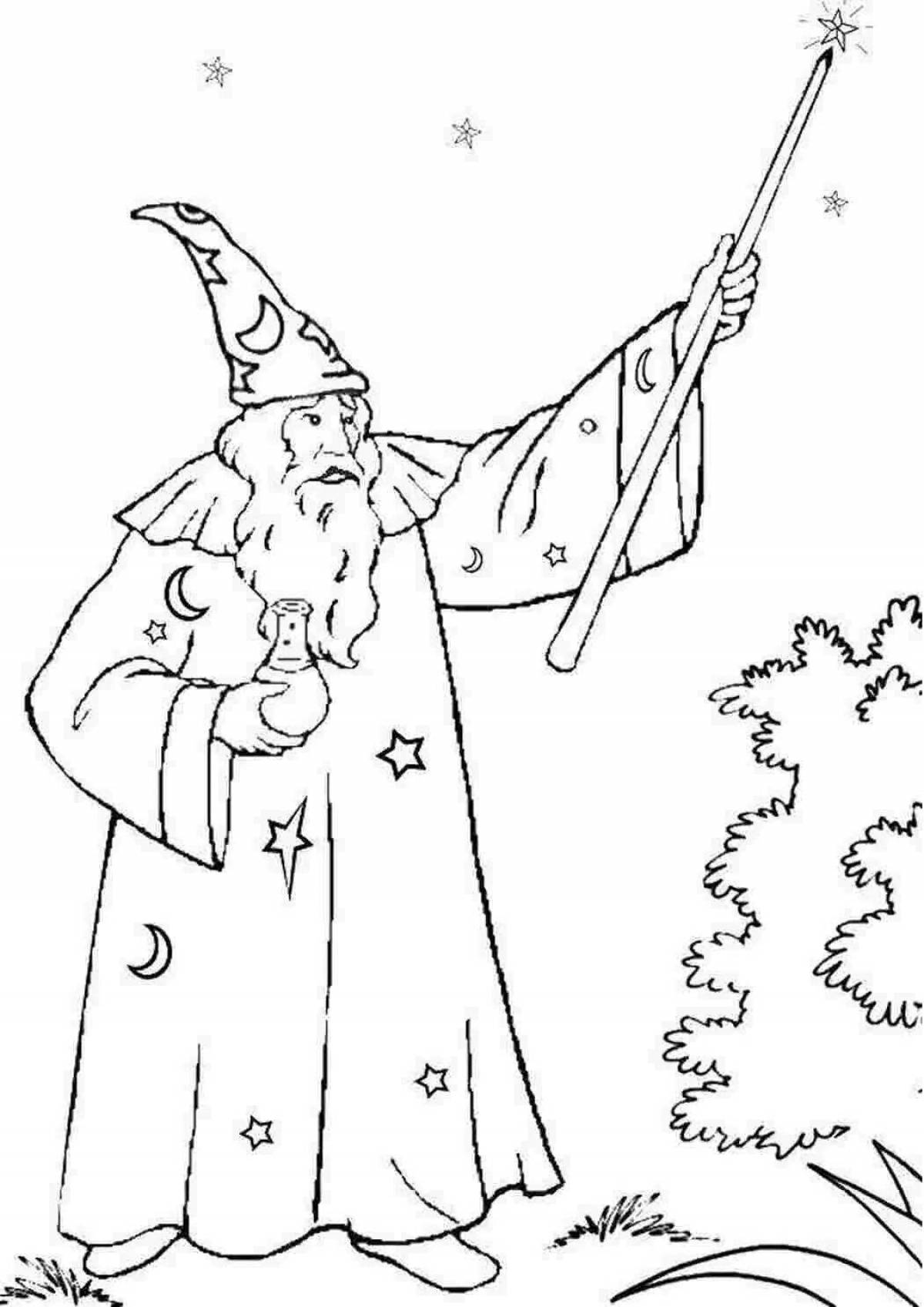 Colorful wizard coloring for kids
