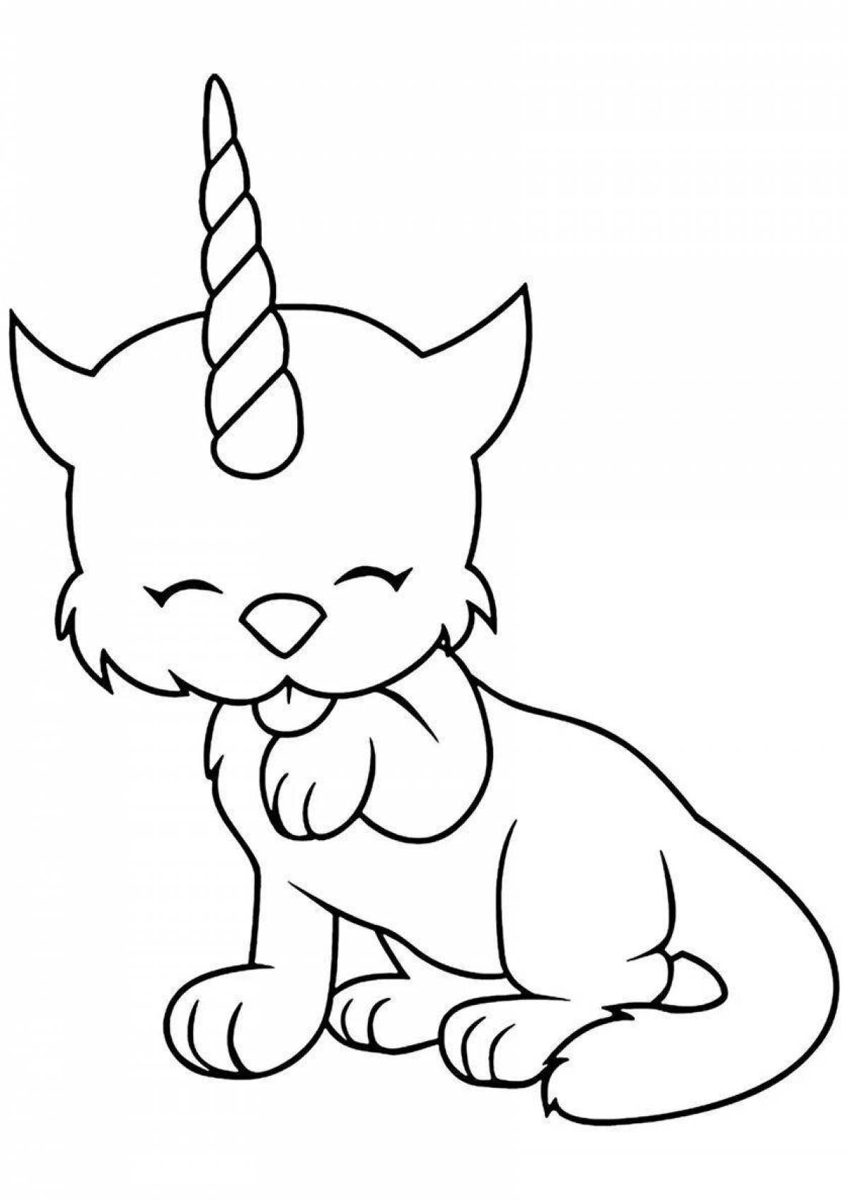 Photo Serene coloring page rainbow unicorn cat