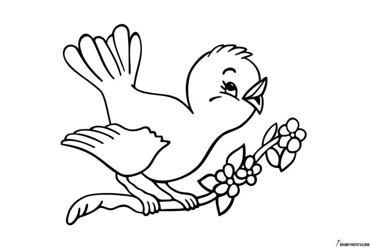 Раскраска птичка для детей 3-4 лет
