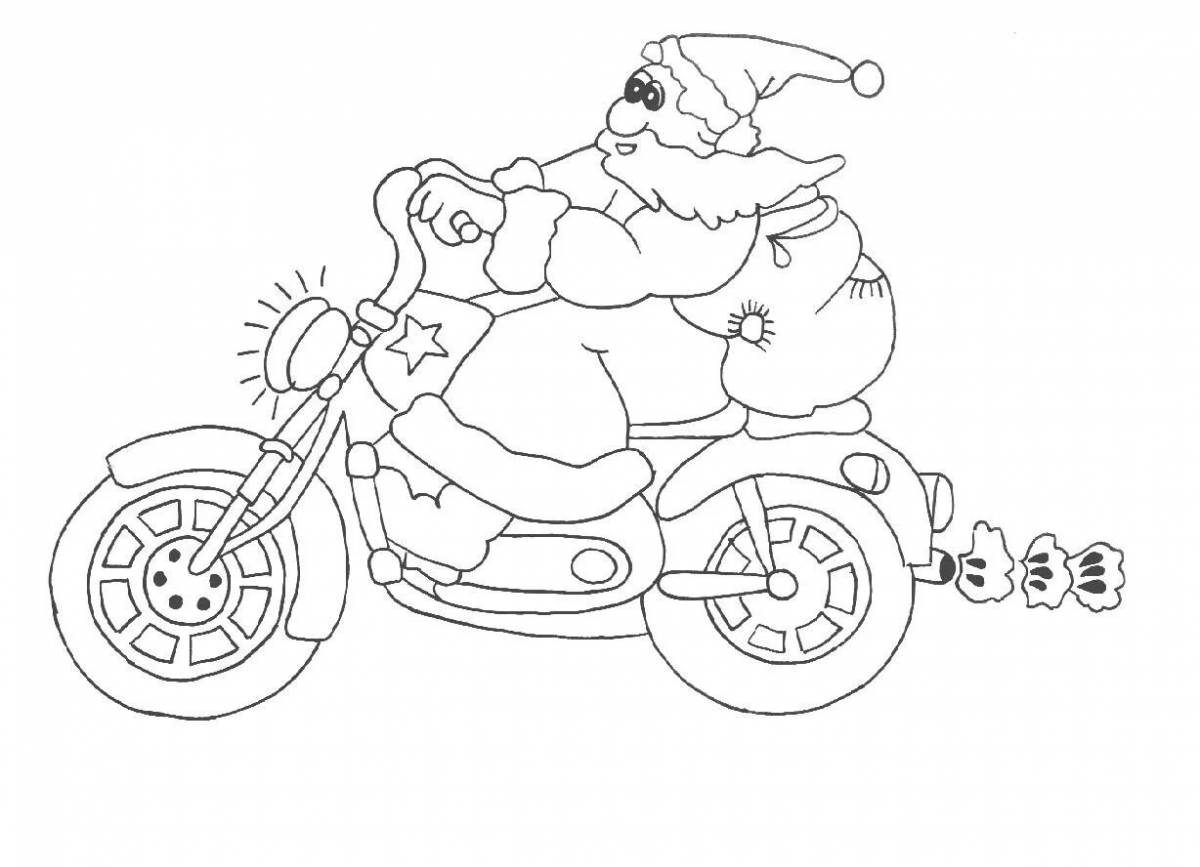 Дед мороз к нам едет на велосипеде. Раскраски для мальчиков новый год. Новогодняя машина раскраска. Новогодние машинки раскраска. Раскраска Новогодняя машина для детей.