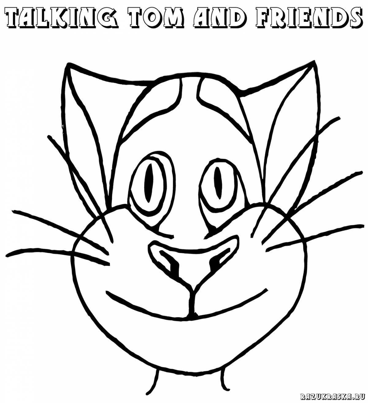 Раскраска кот том и его друзья Джинджер