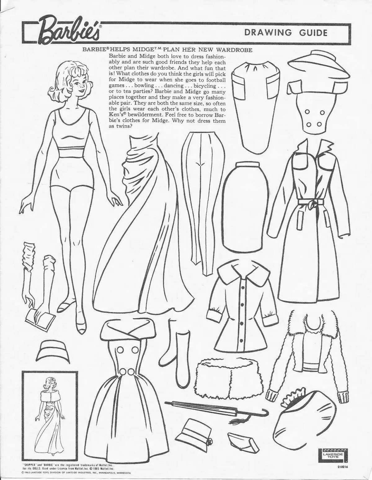 Adorable Barbie paper doll coloring book