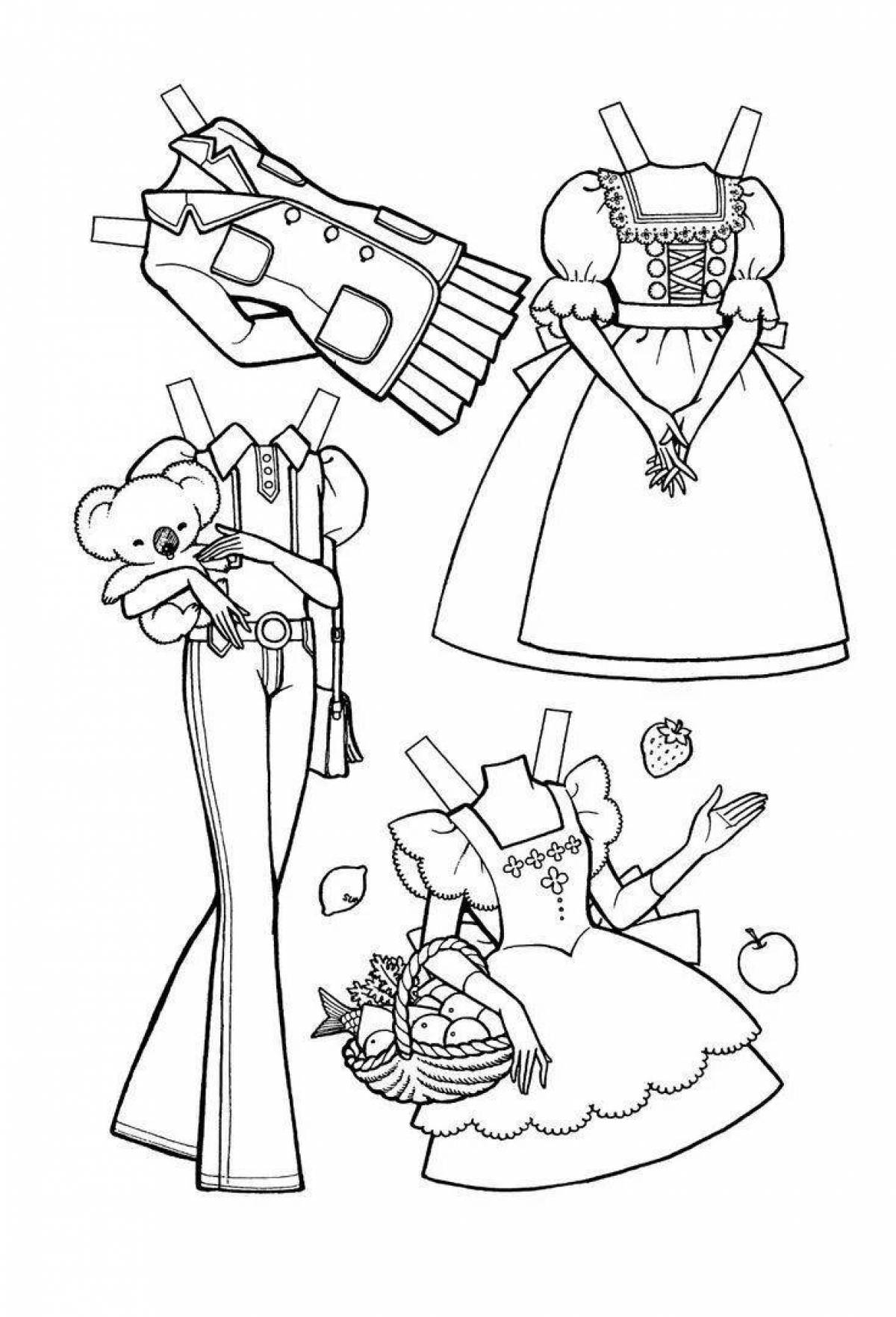 Coloring page adorable paper doll barbie