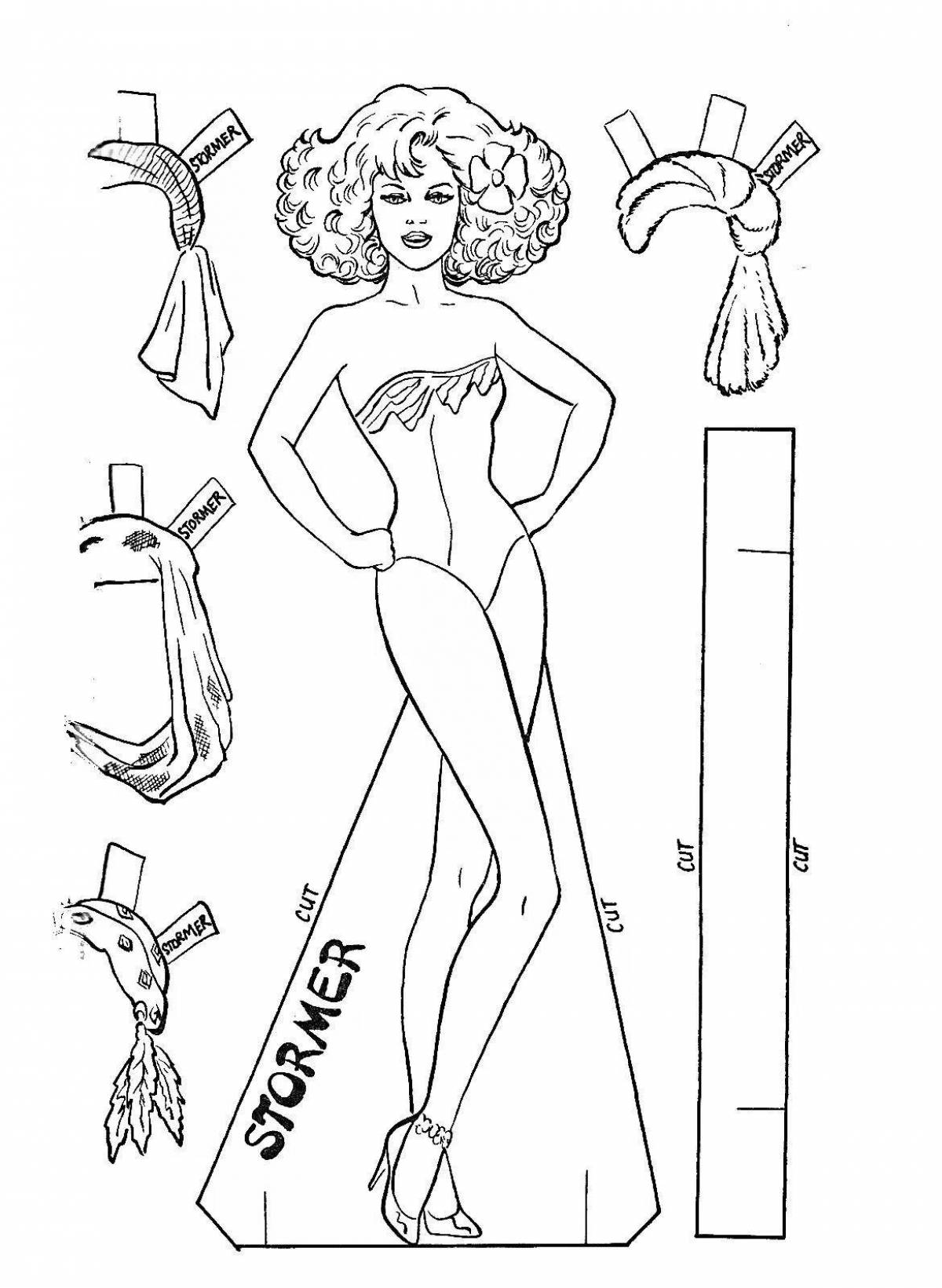 Coloring paper barbie doll