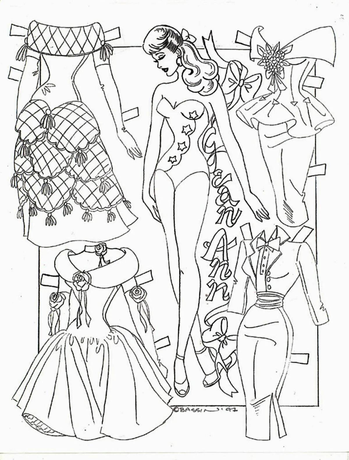 Rampant paper doll Barbie coloring book