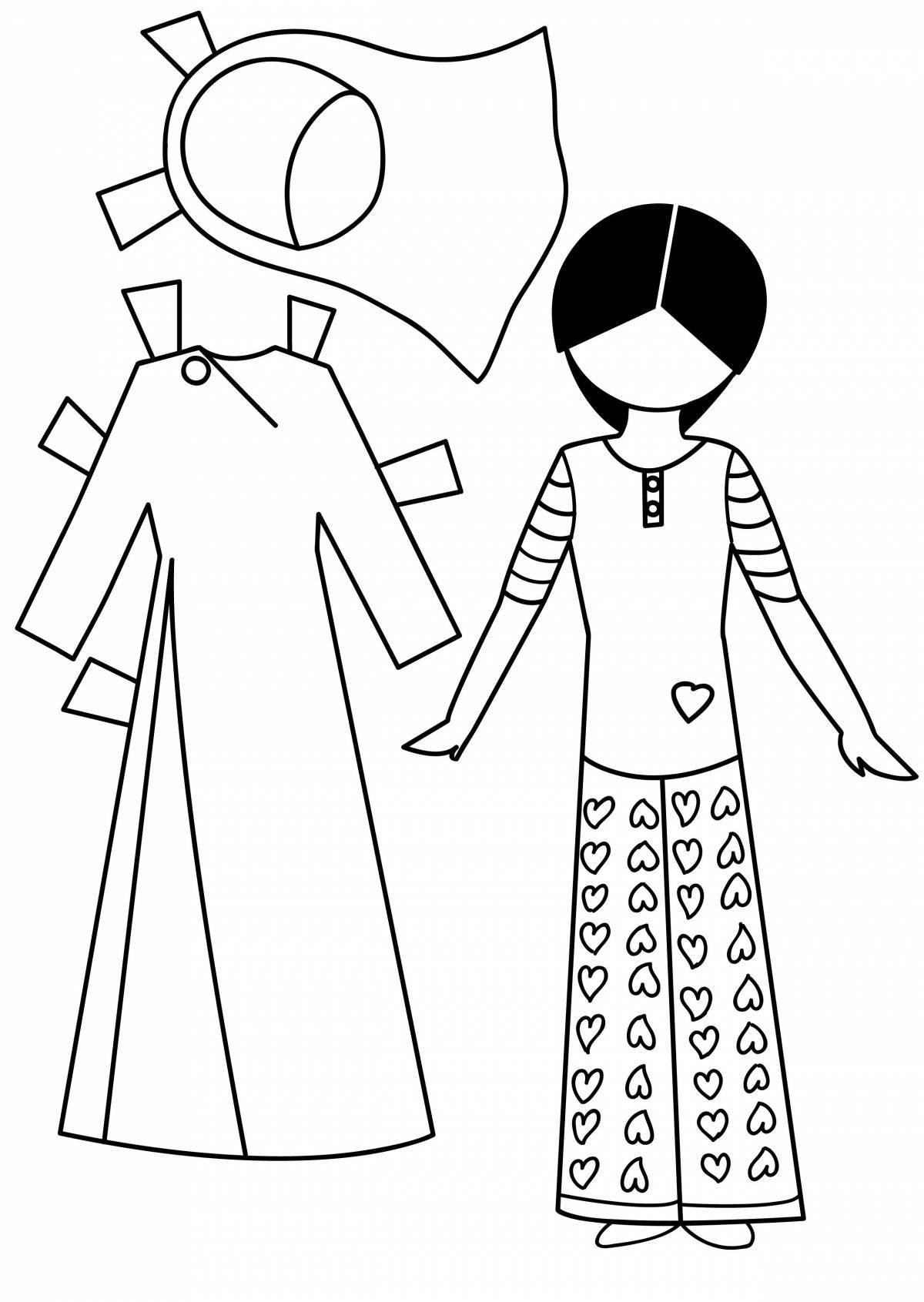 Coloring page playful Buryat costume