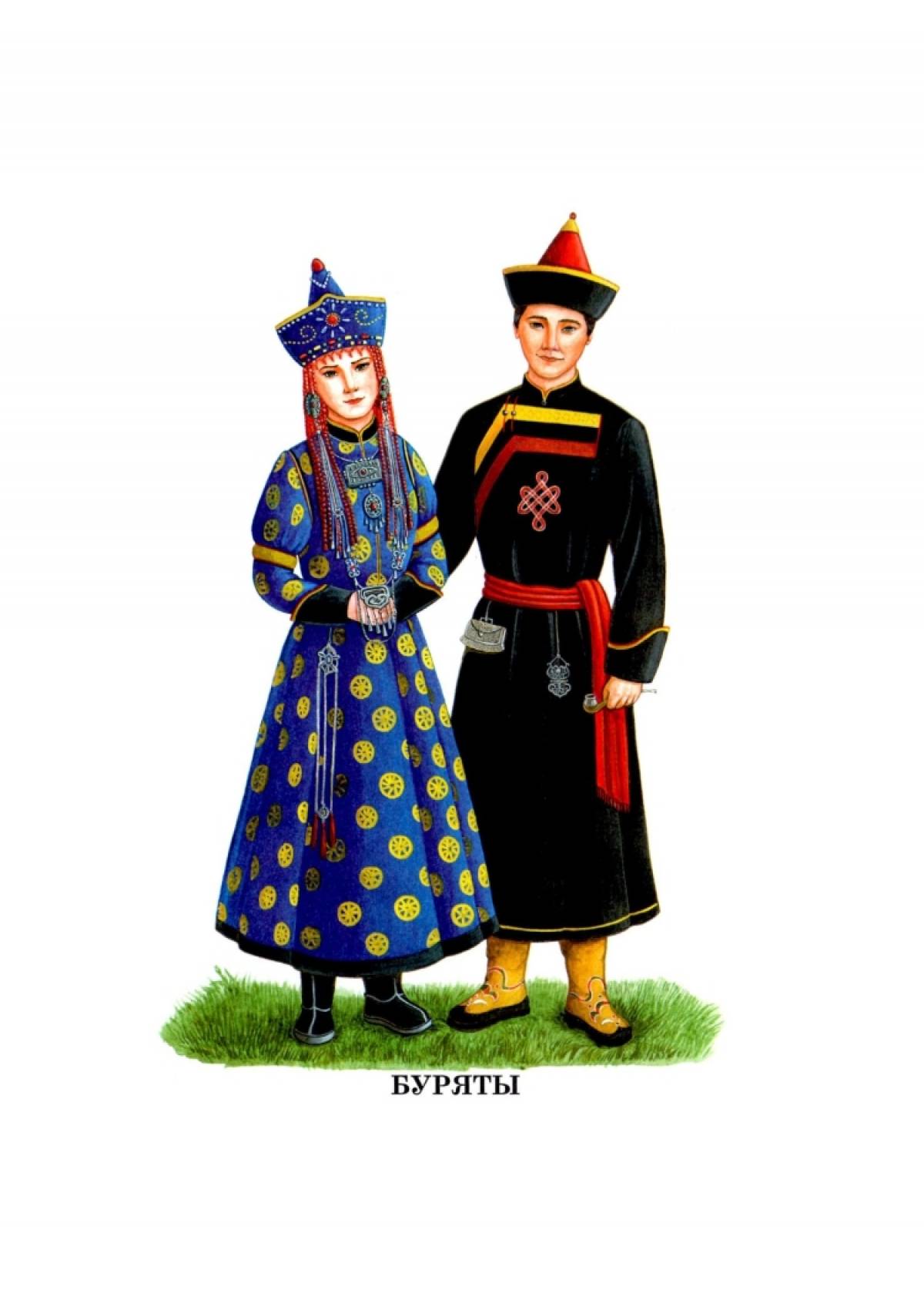 Coloring page humorous Buryat costume