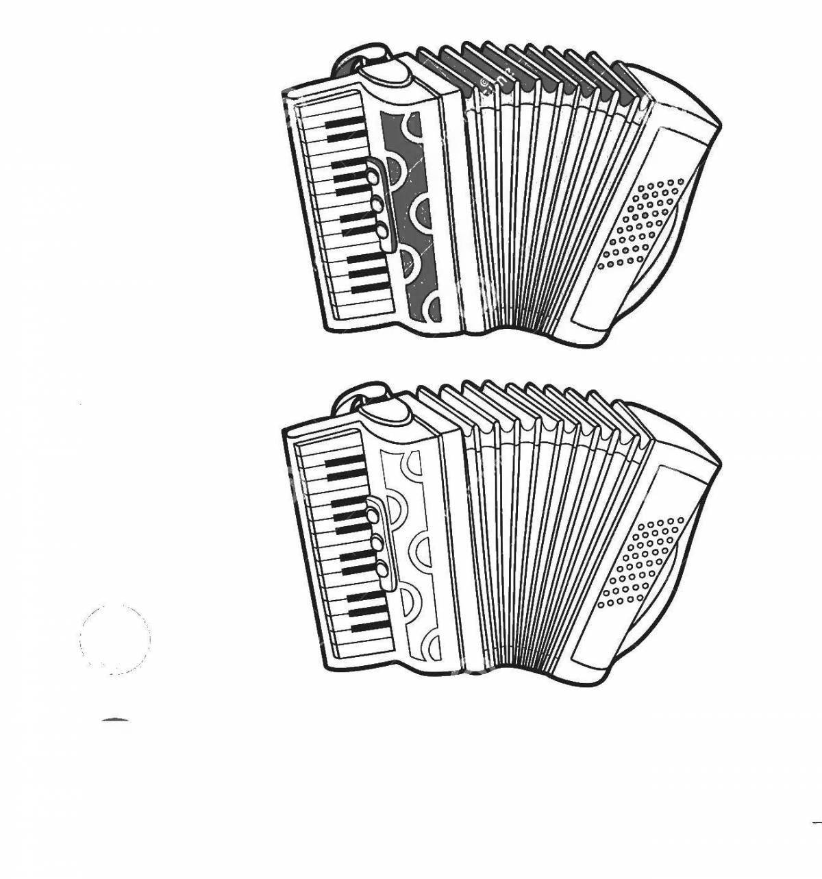 Colourful button accordion coloring book for children