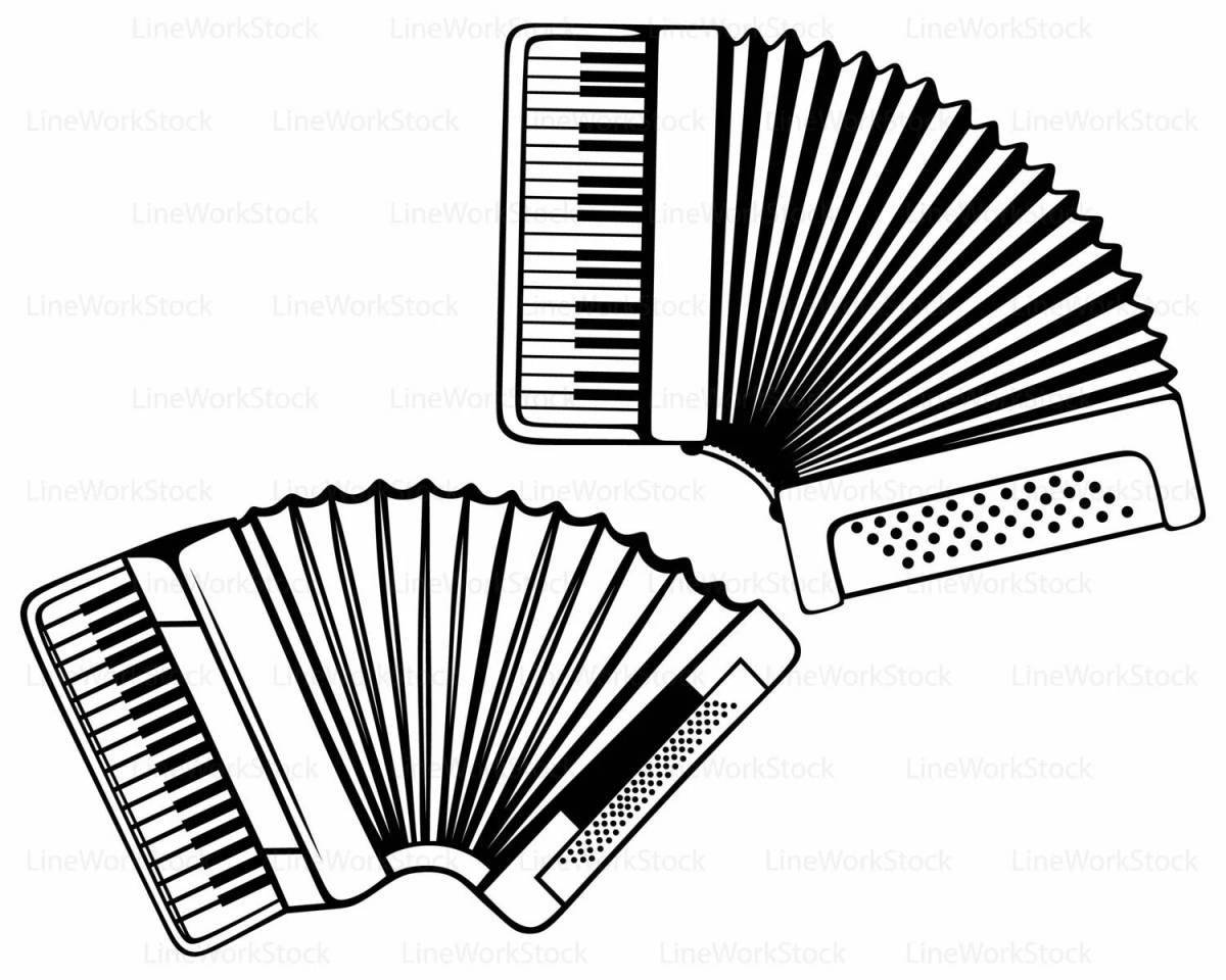 Stimulating button accordion coloring page for kids