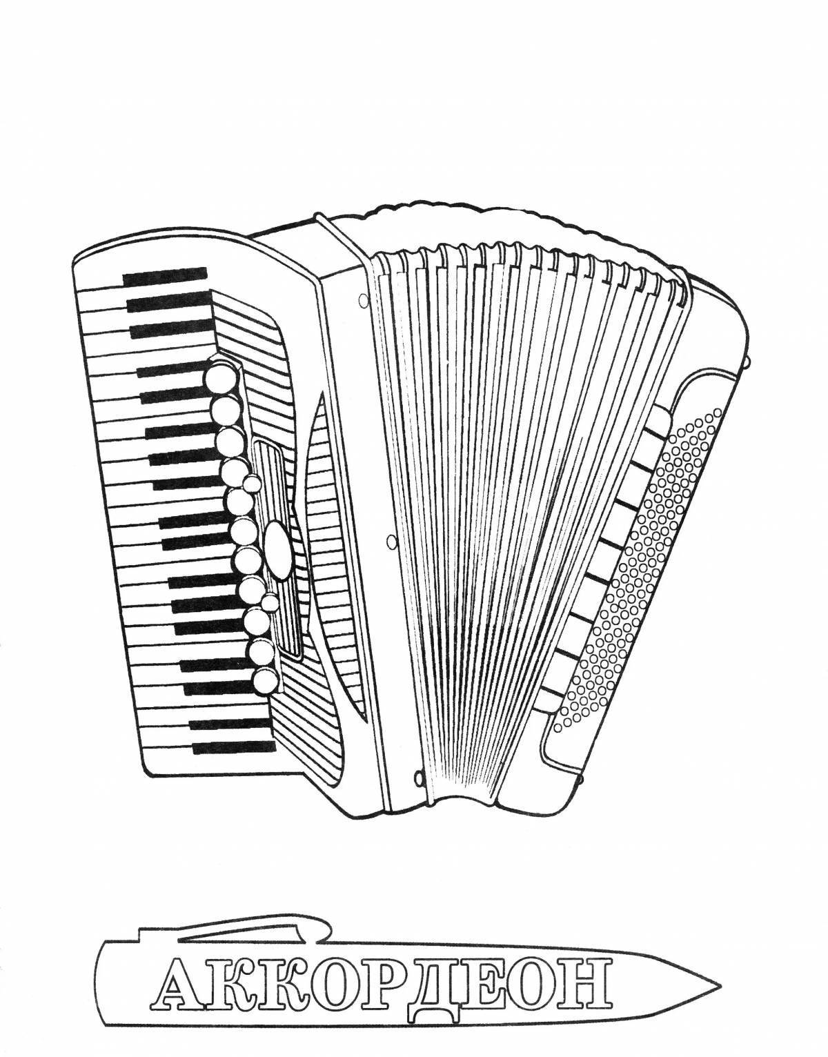 Animated coloring page for accordion for babies