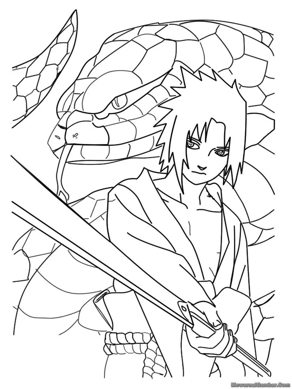 Comic coloring naruto anime sasuke