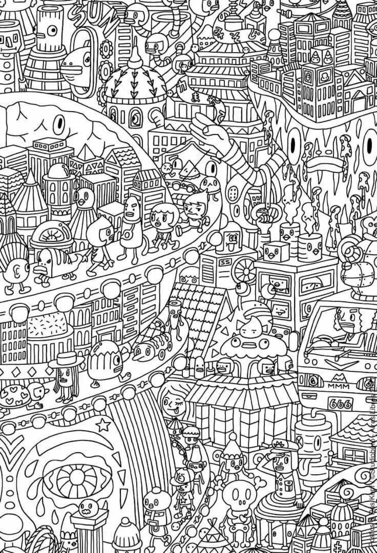 Раскраска Сложная антистрессовая раскраска