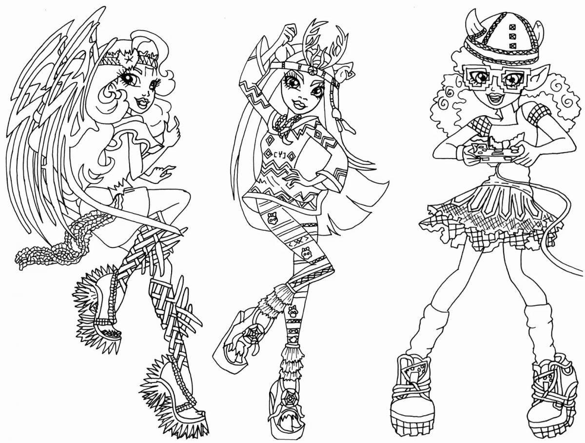 Cute coloring monster high dolls
