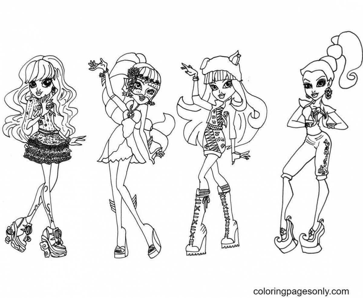Cute monster high dolls coloring book