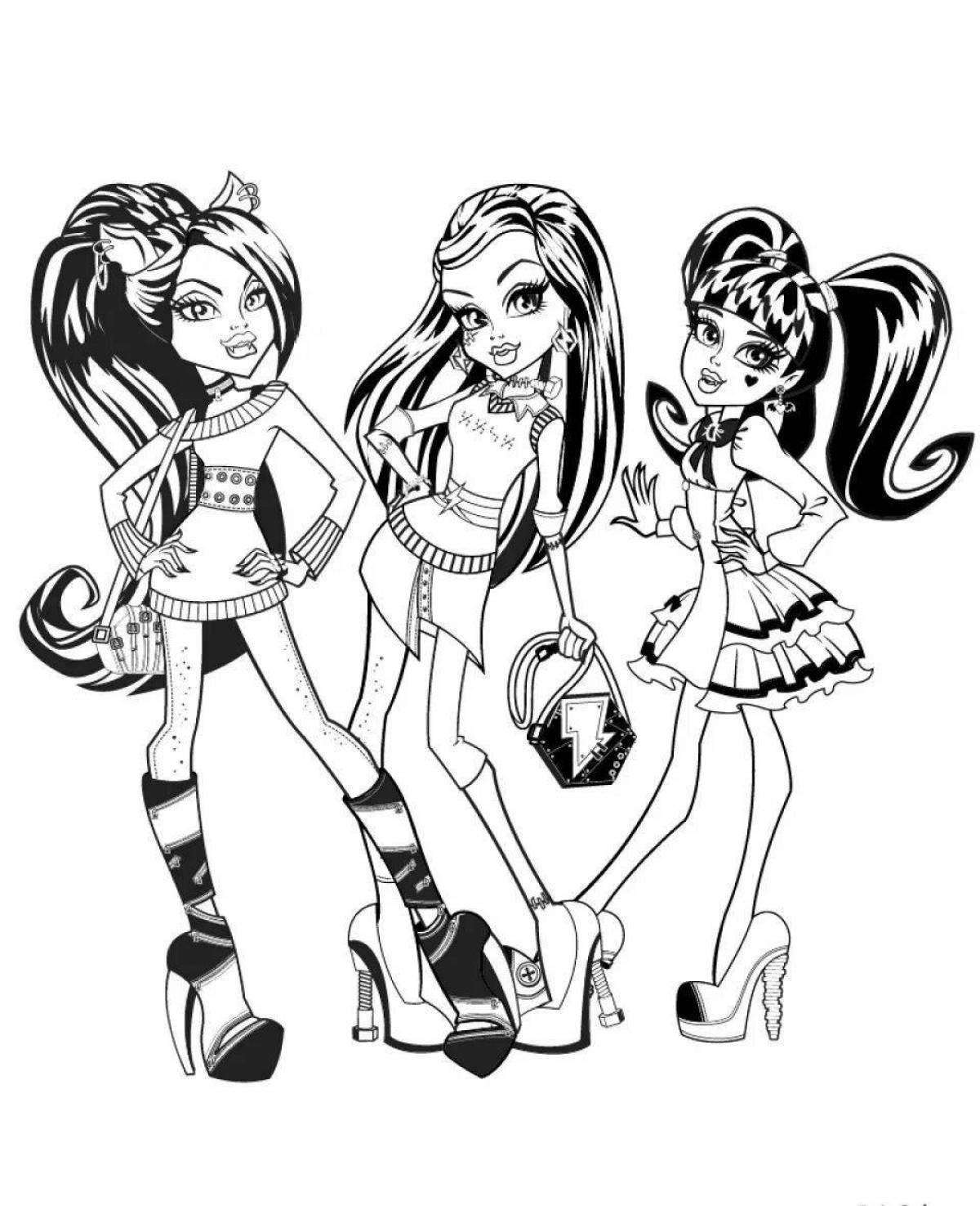 Monster high dolls freaky coloring