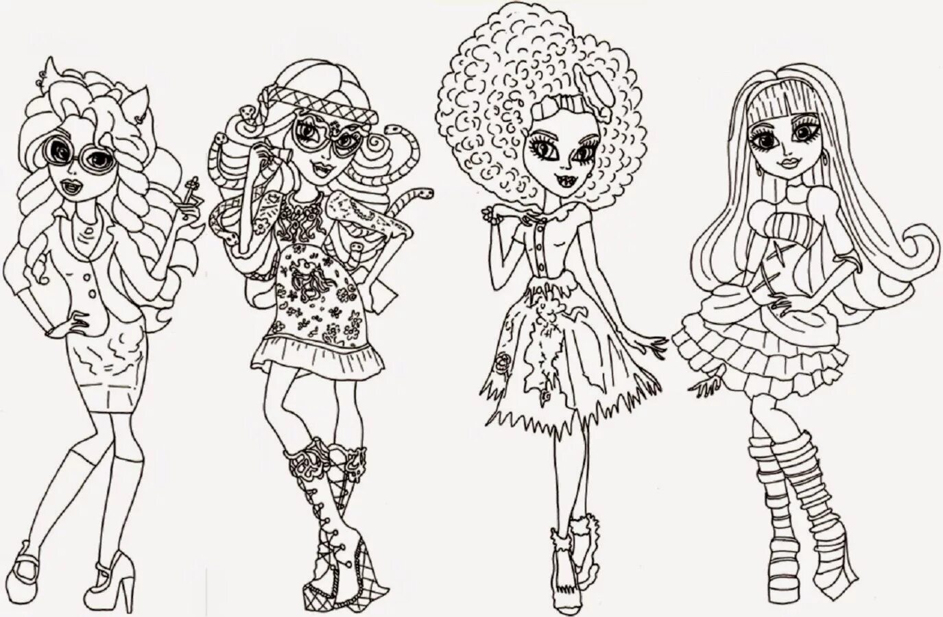 Monster high dolls fashion coloring