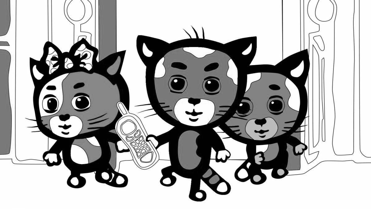 Раскраска озорные три кота