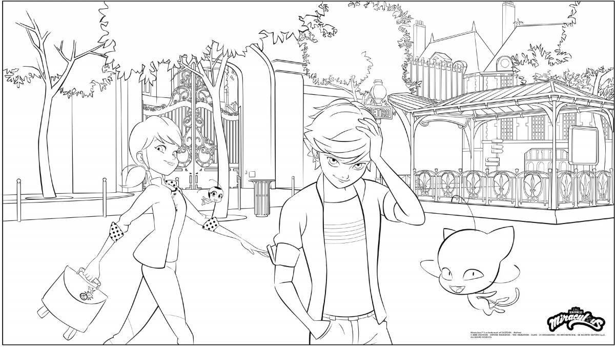 Coloring funny marinette and adrien