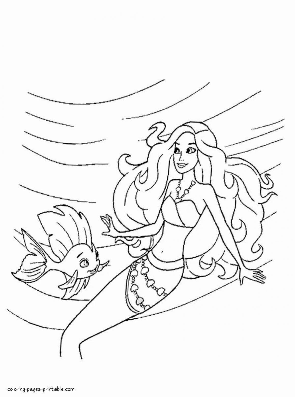 Radiant coloring page barbie doll mermaid