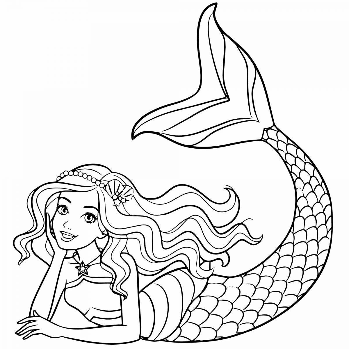 Fun coloring Barbie doll mermaid