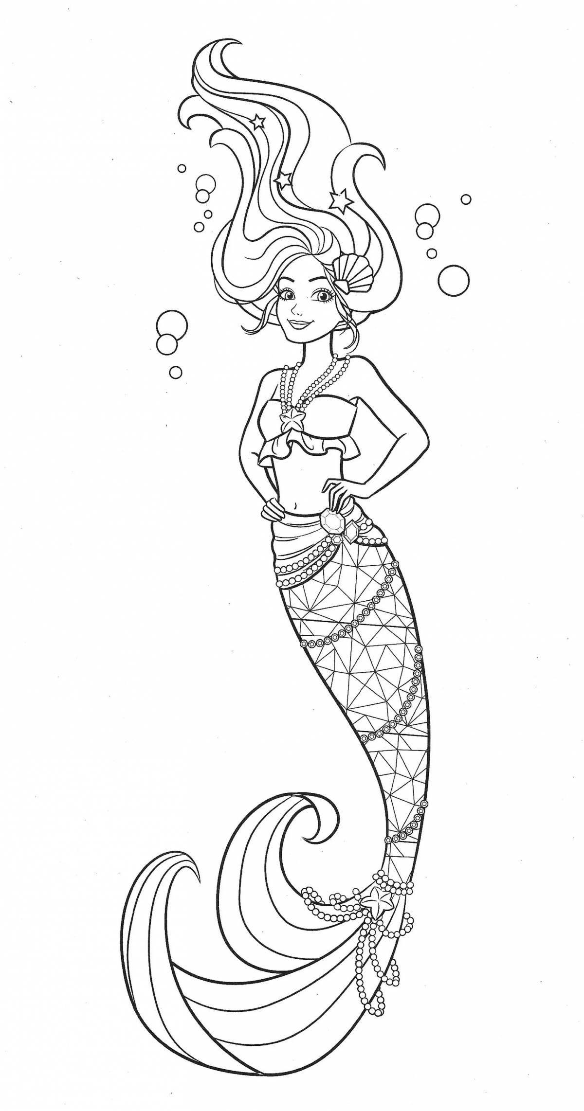 Elegant barbie mermaid coloring book