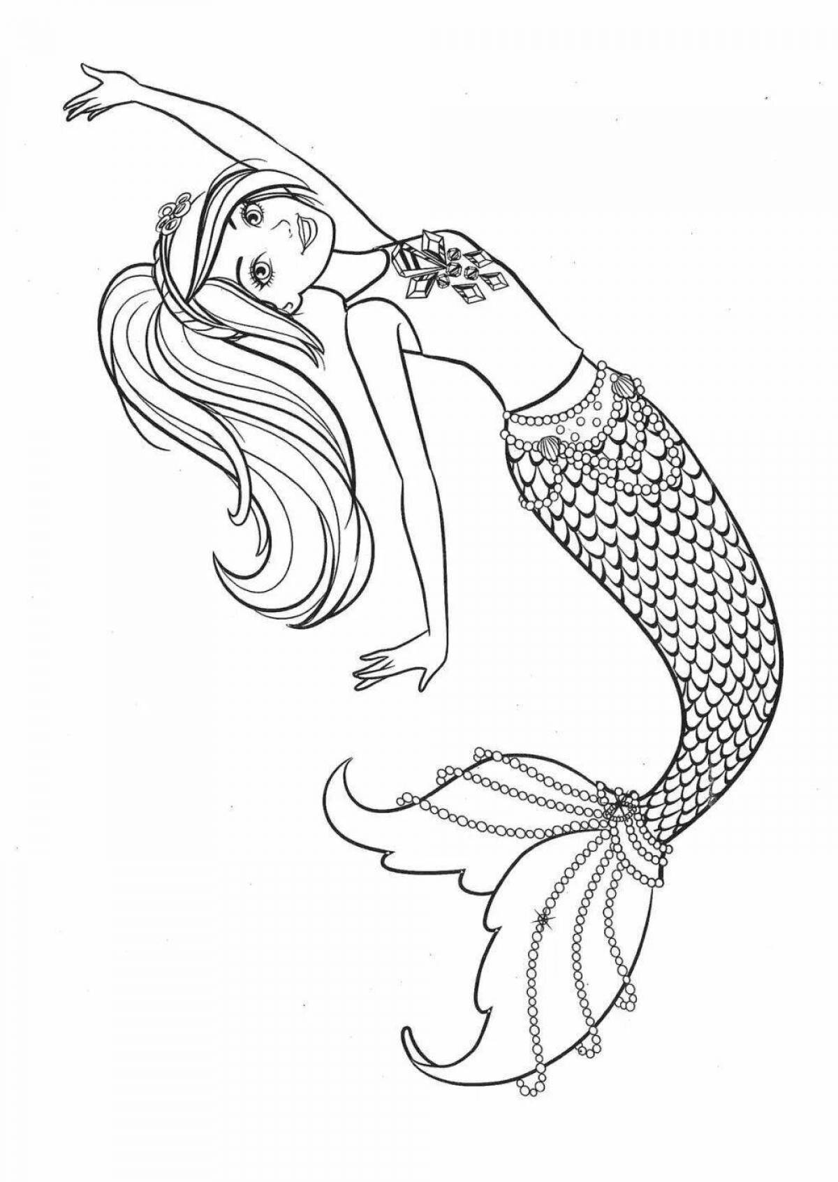 Dazzling coloring barbie doll mermaid